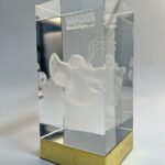 Crystal laser engraving Crystal Cube World Cup with Internal Engraving