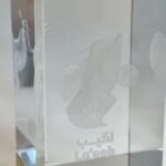 Crystal laser engraving Crystal Cube World Cup with Internal Engraving