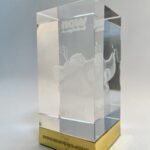Crystal laser engraving Crystal Cube World Cup with Internal Engraving